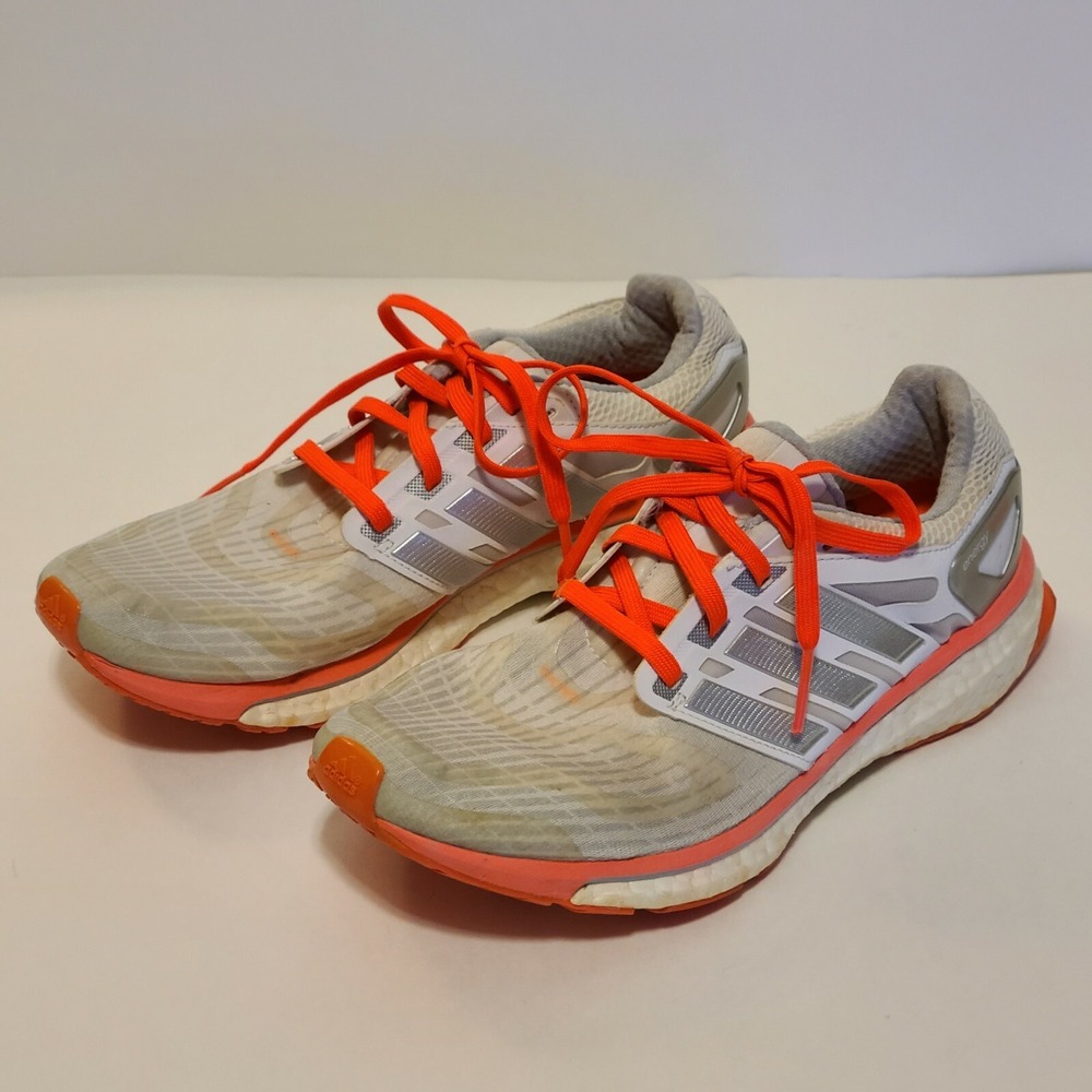 ADIDAS Women's White Gray Melon Energy Boost Running Shoes Sneakers Size 9‎ GUC